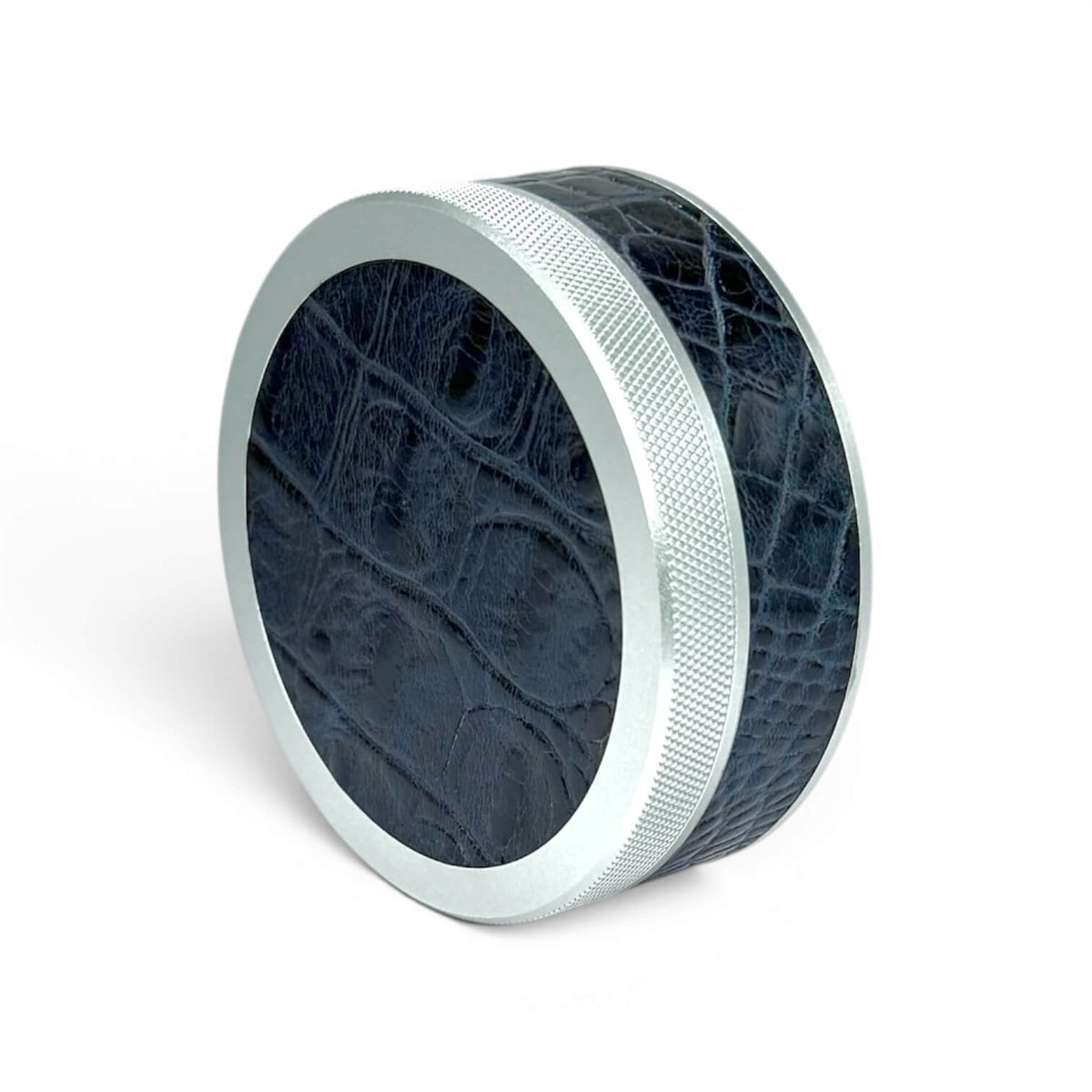 Silver on Midnight Blue Embossed Croc Ruk Can