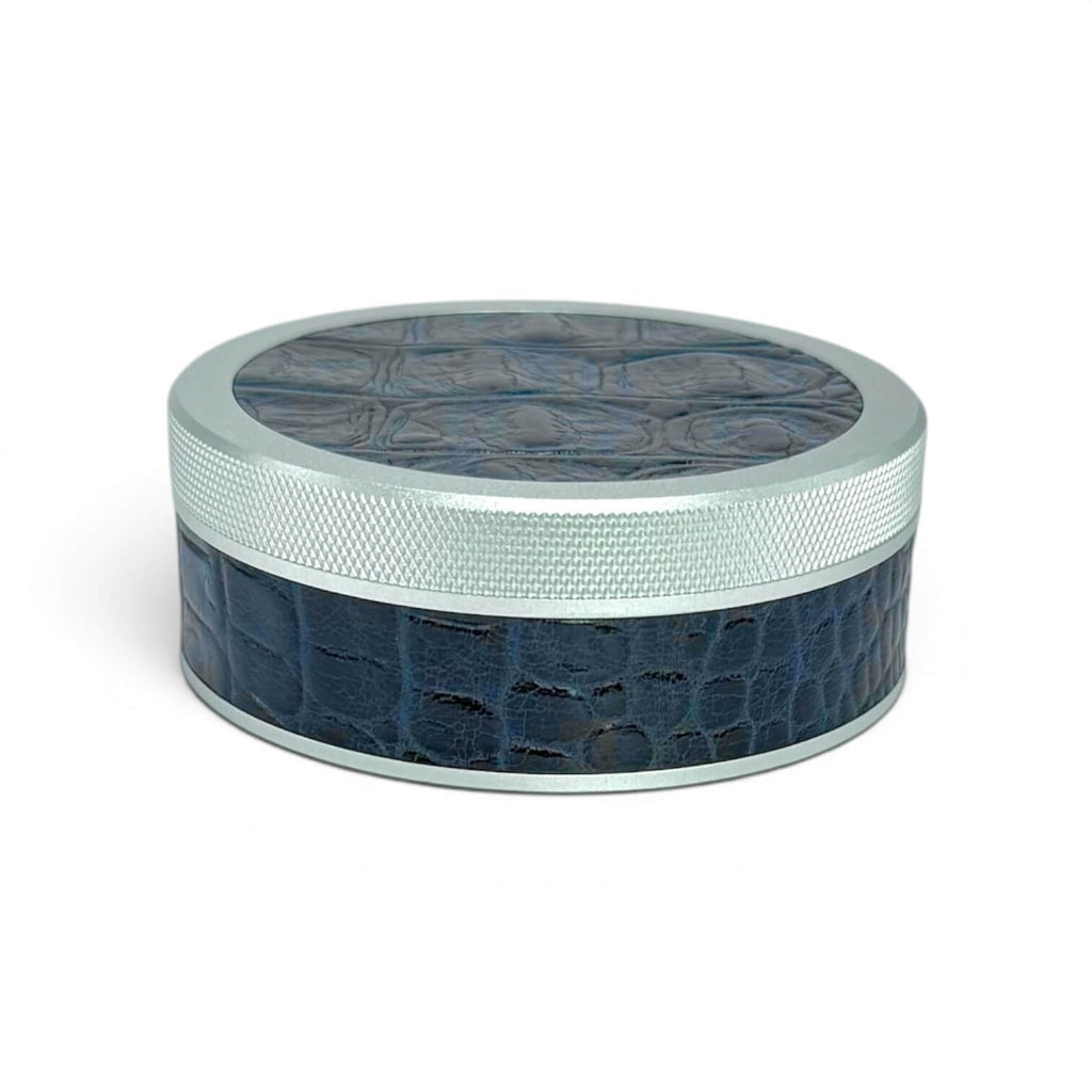 Silver on Midnight Blue Embossed Croc Ruk Can