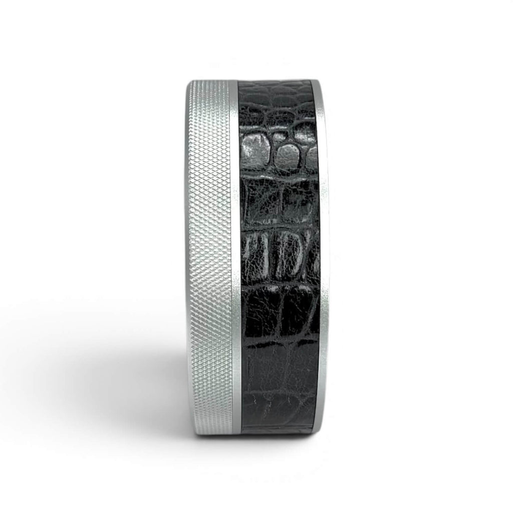 Silver on Midnight Blue Embossed Croc Ruk Can