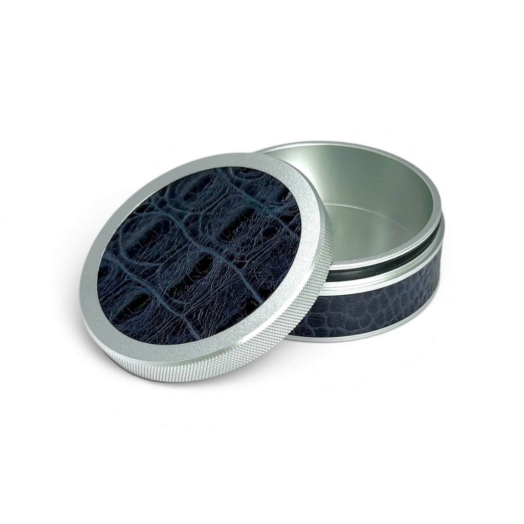 Silver on Midnight Blue Embossed Croc Ruk Can