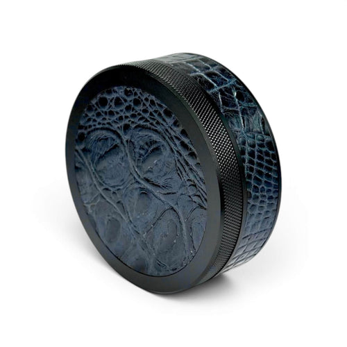 Black on Midnight Blue Embossed Croc Ruk Can