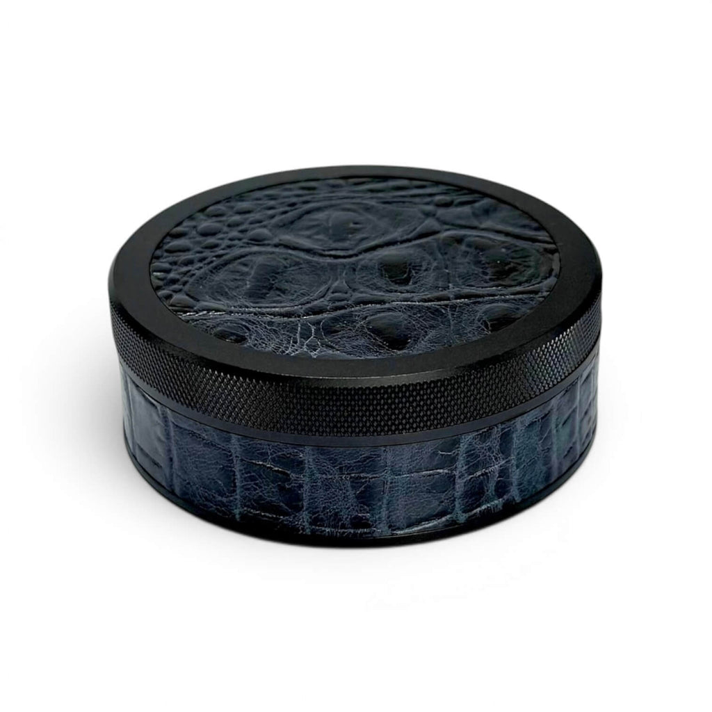 Black on Midnight Blue Embossed Croc Ruk Can