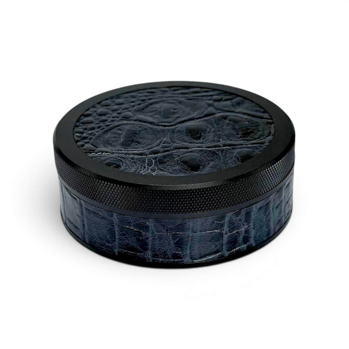 Black on Midnight Blue Embossed Croc Ruk Can