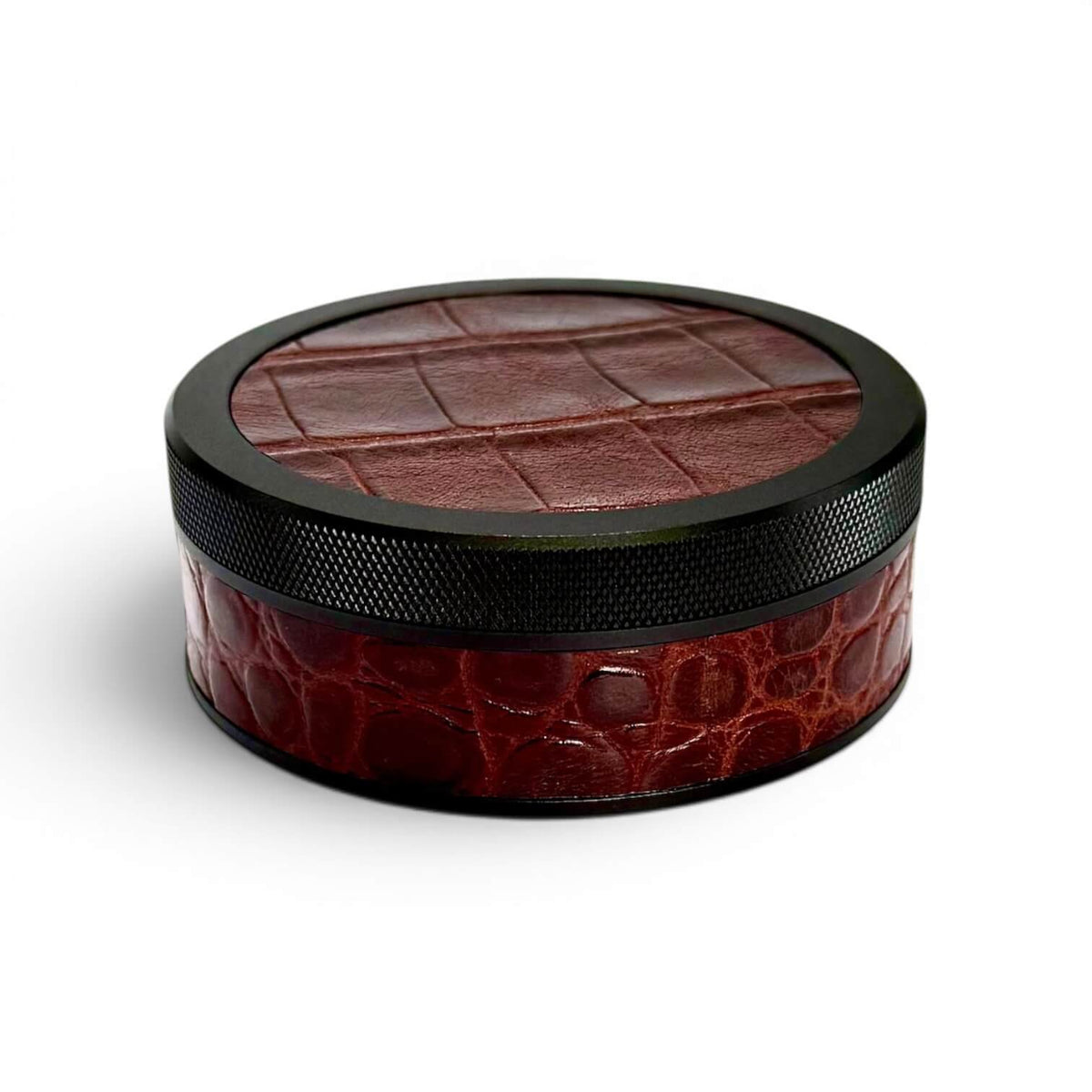 Black on Chestnut Brown Embossed Croc Ruk Can