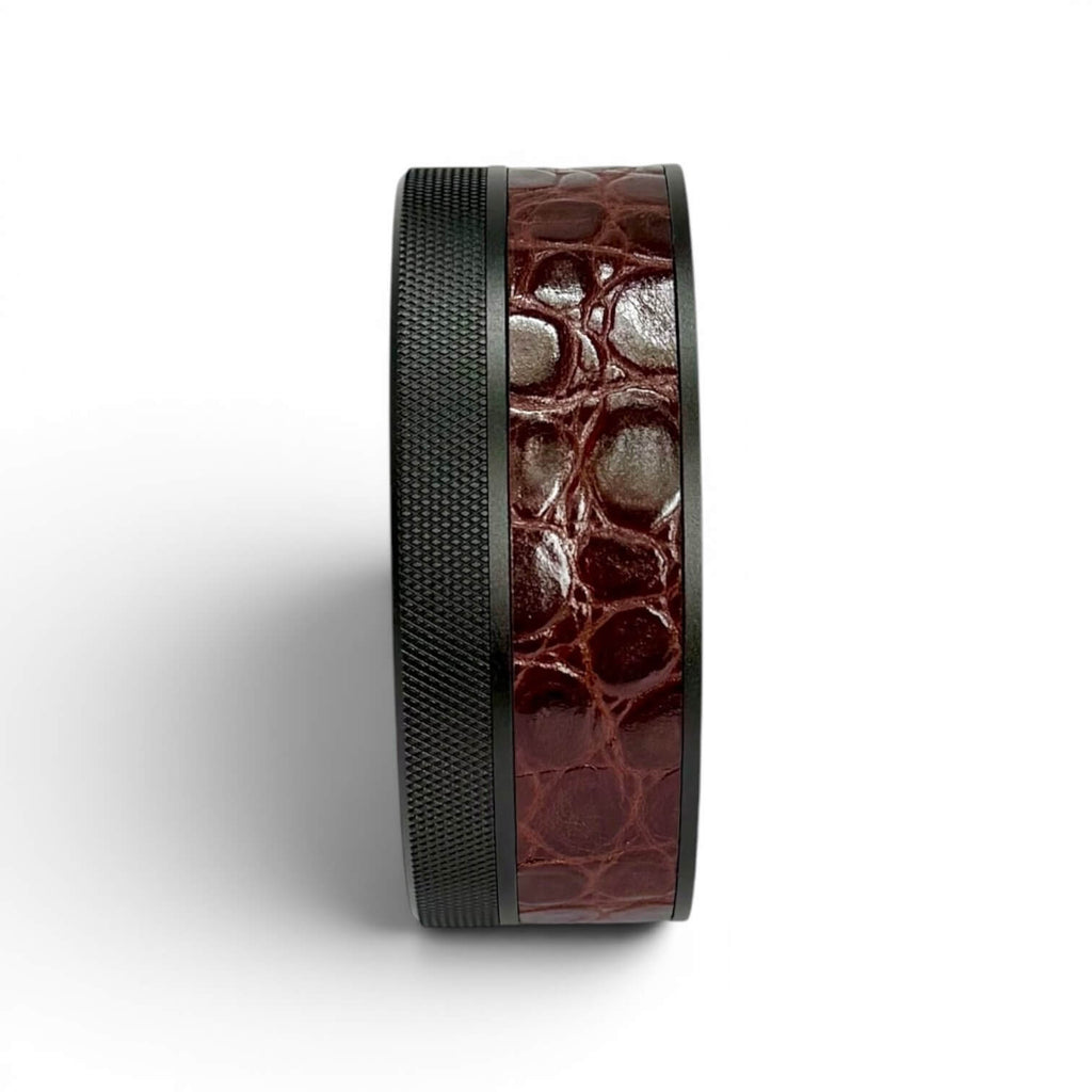 Black on Chestnut Brown Embossed Croc Ruk Can