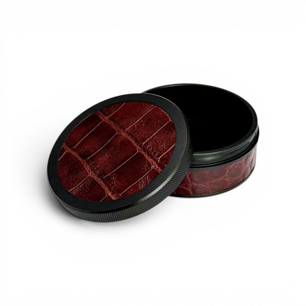 Black on Chestnut Brown Embossed Croc Ruk Can