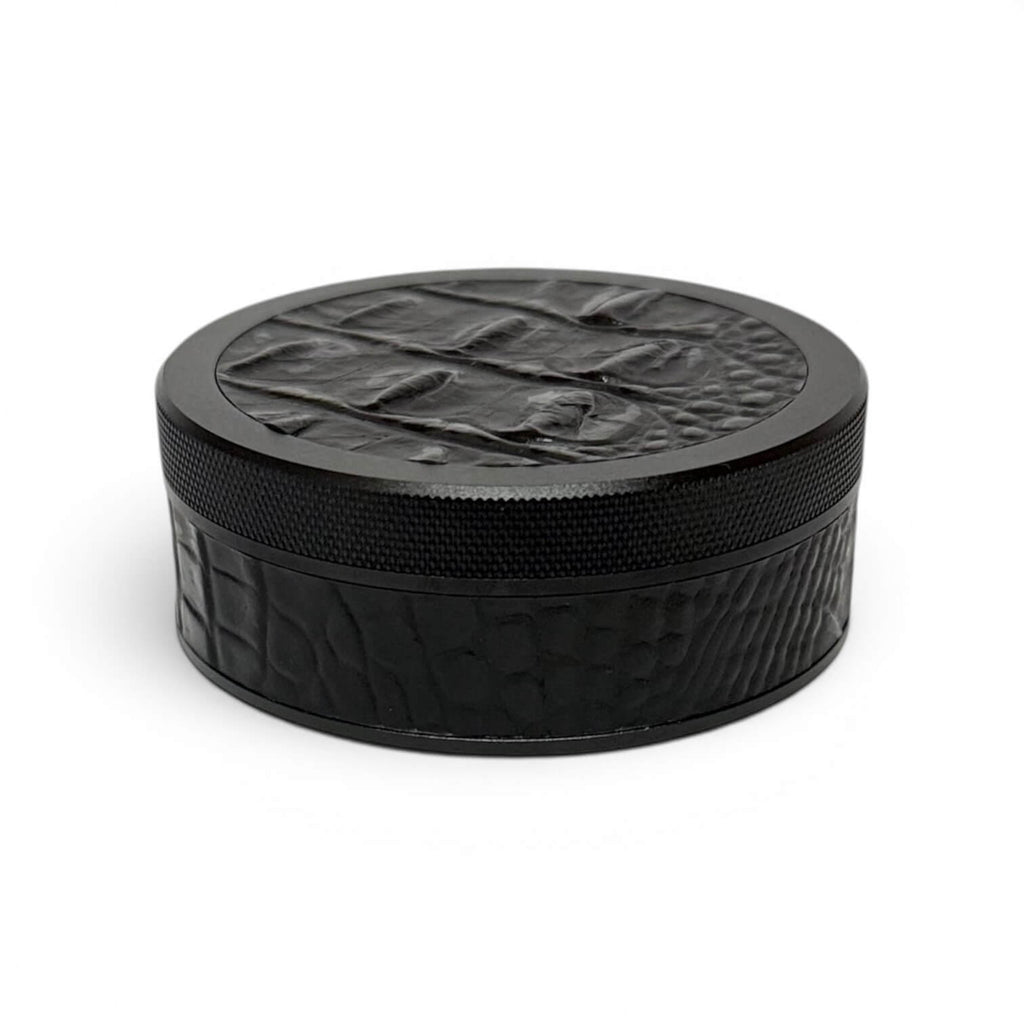 Black on Black Embossed Leather Croc Ruk Can