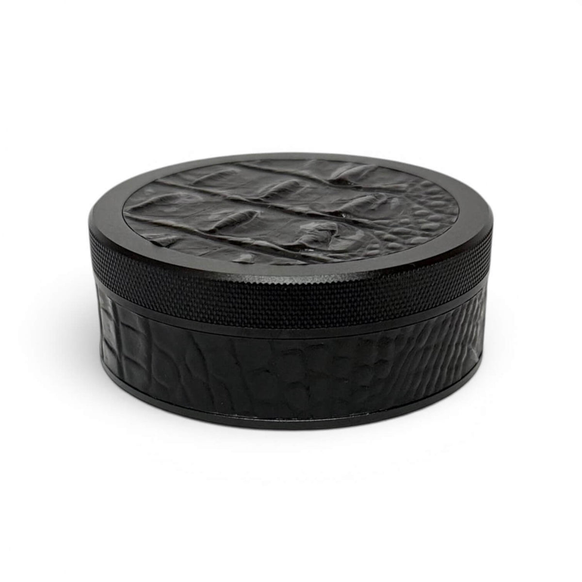 Black on Black Embossed Leather Croc Ruk Can