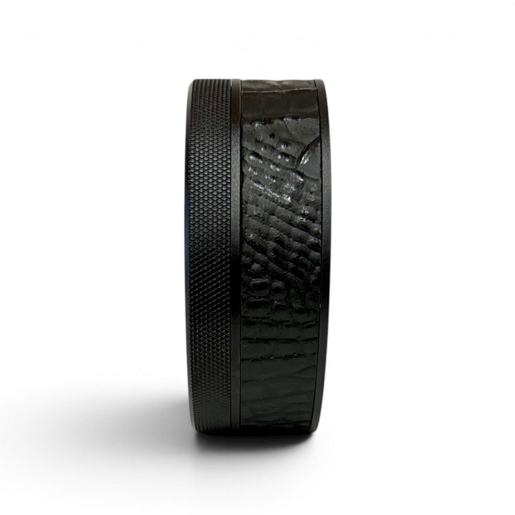 Black on Black Embossed Leather Croc Ruk Can