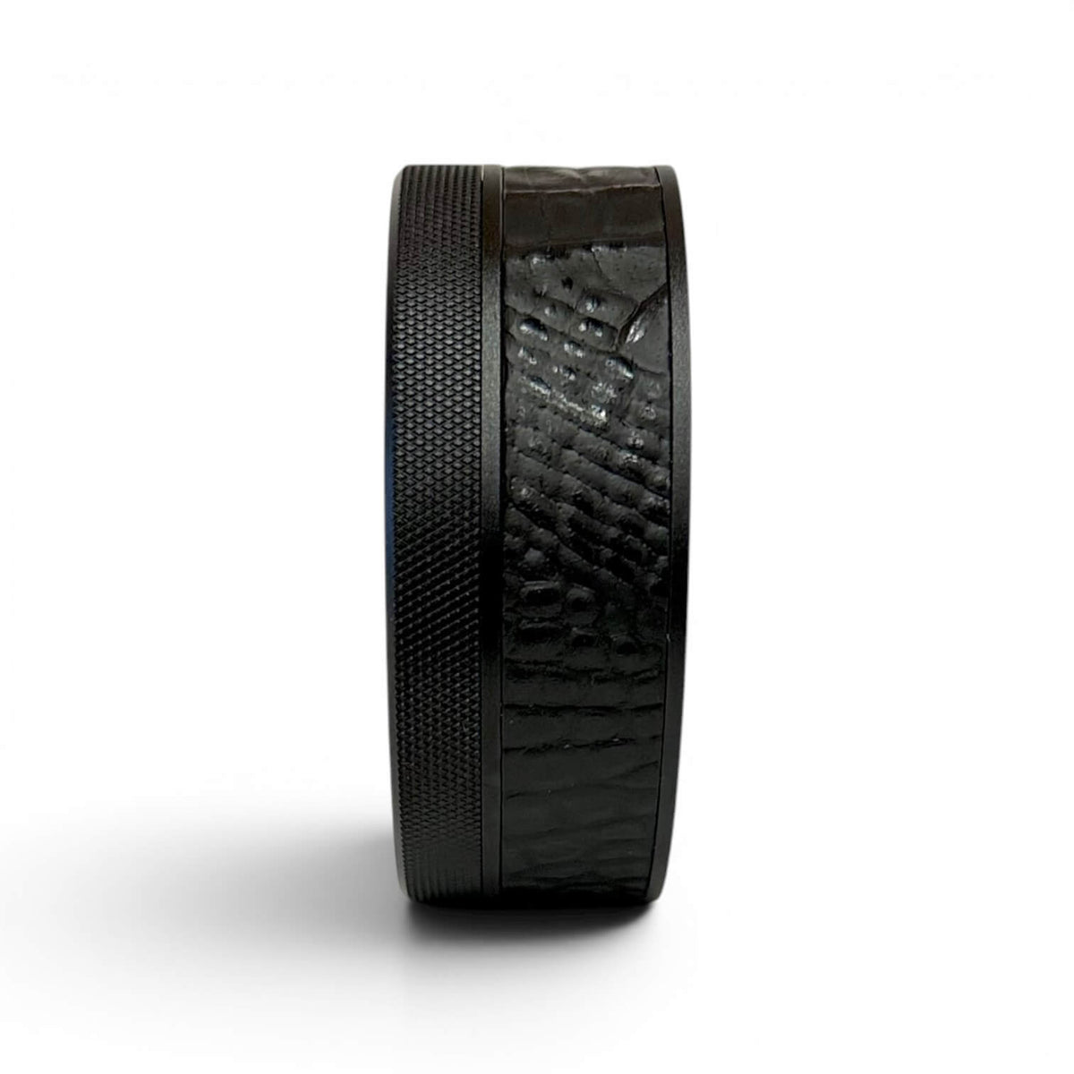 Black on Black Embossed Leather Croc Ruk Can