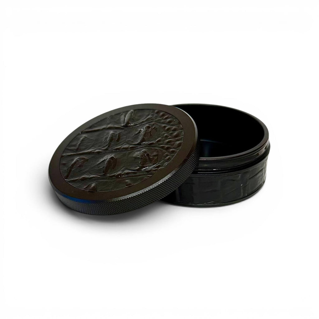 Black on Black Embossed Leather Croc Ruk Can