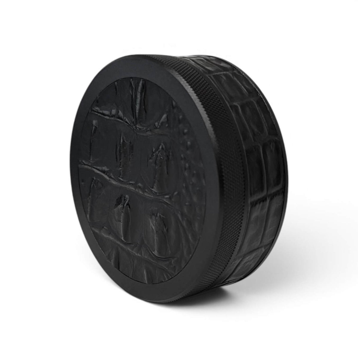 Black on Black Embossed Leather Croc Ruk Can