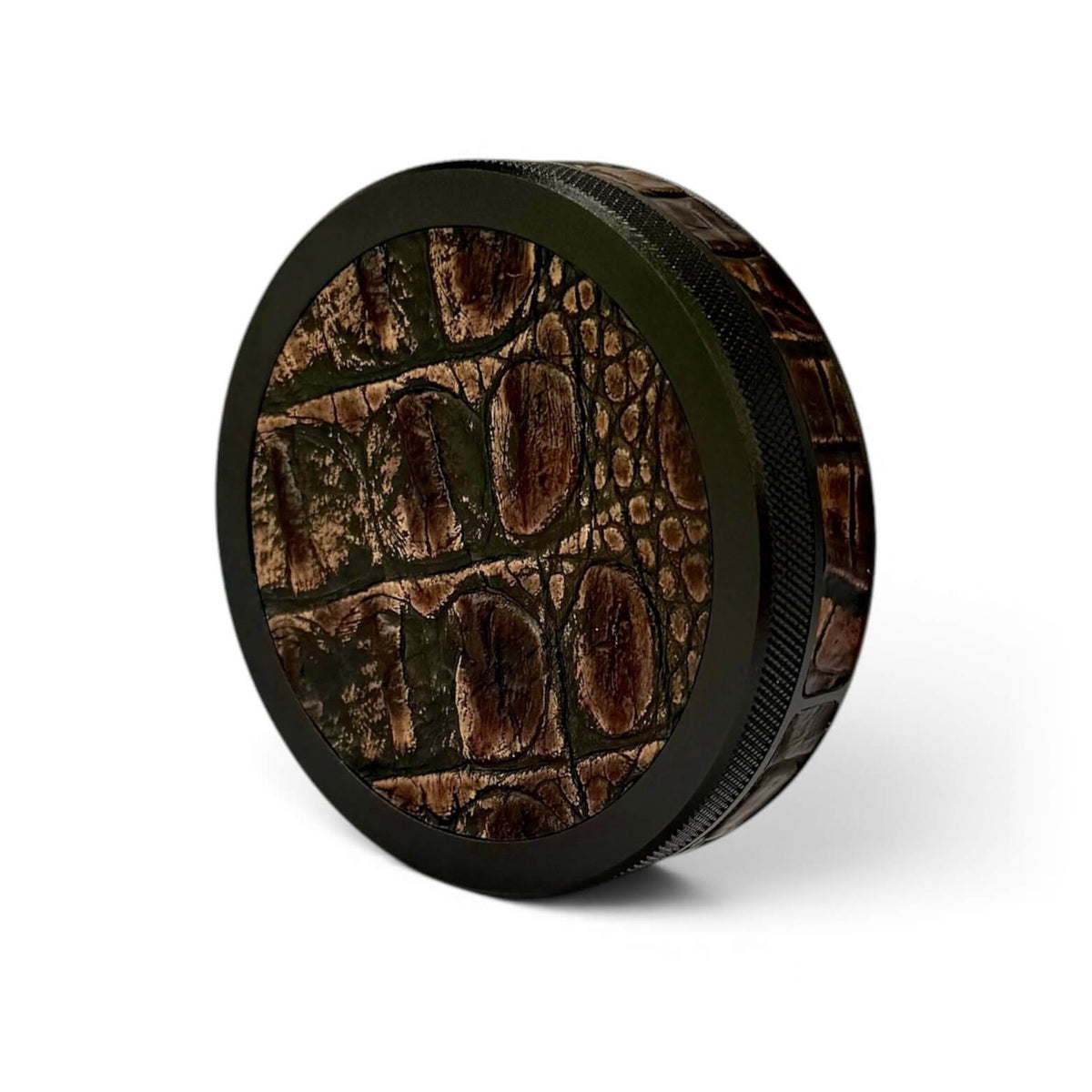 Black on Brown Embossed Croc Ruk Can Slim