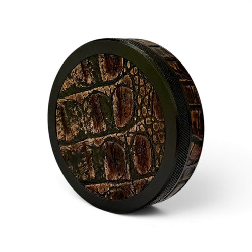 Black on Brown Embossed Croc Ruk Can Slim