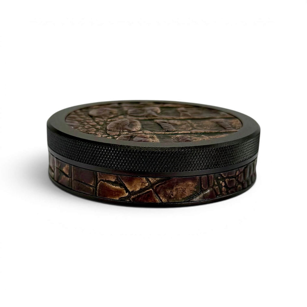 Black on Brown Embossed Croc Ruk Can Slim
