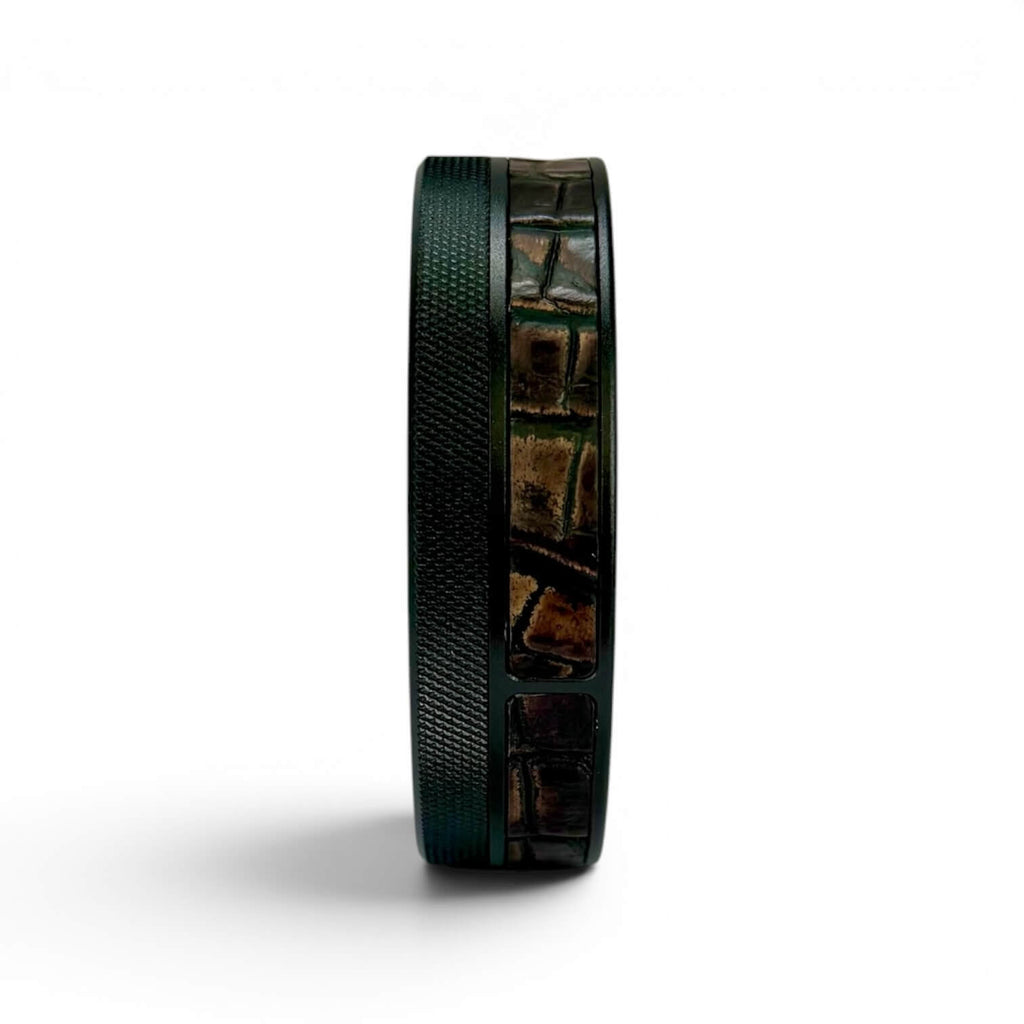 Black on Brown Embossed Croc Ruk Can Slim