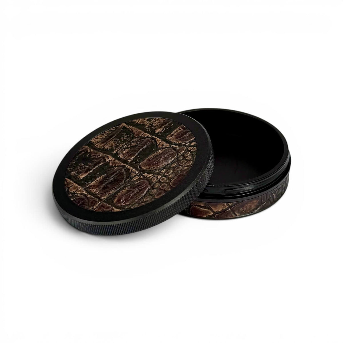 Black on Brown Embossed Croc Ruk Can Slim