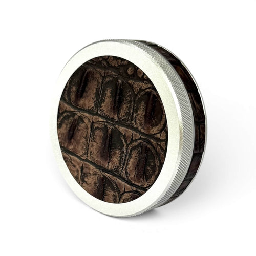 Silver on Brown Embossed Croc Ruk Can Slim