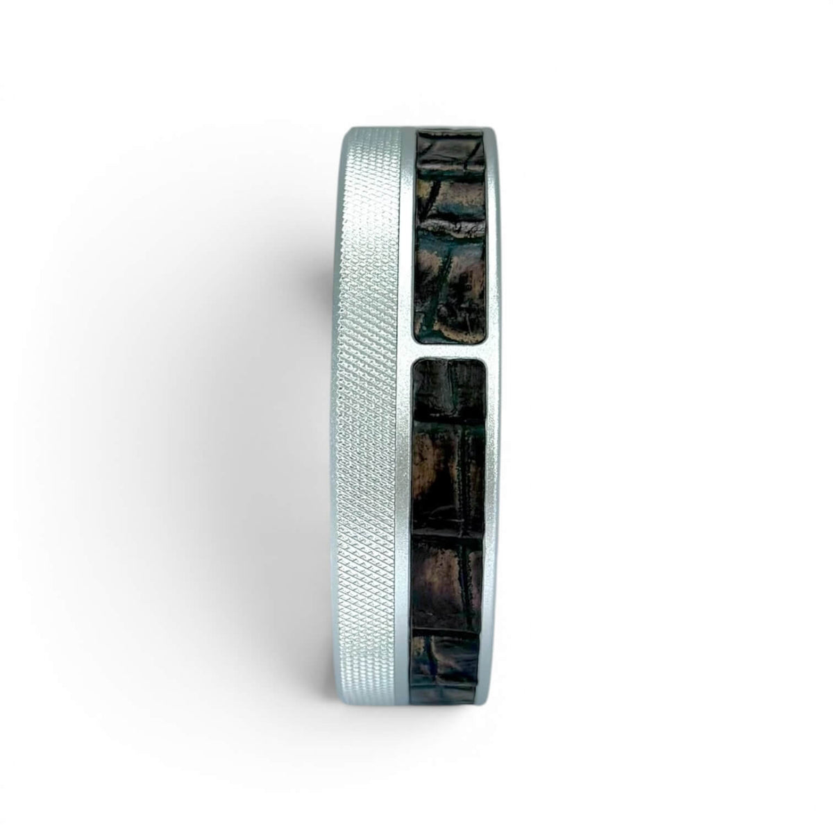 Silver on Brown Embossed Croc Ruk Can Slim