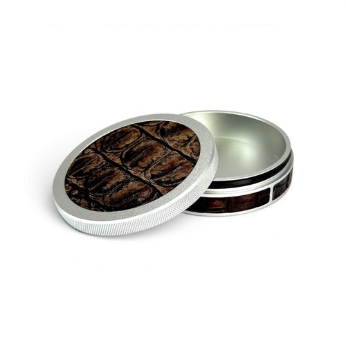 Silver on Brown Embossed Croc Ruk Can Slim