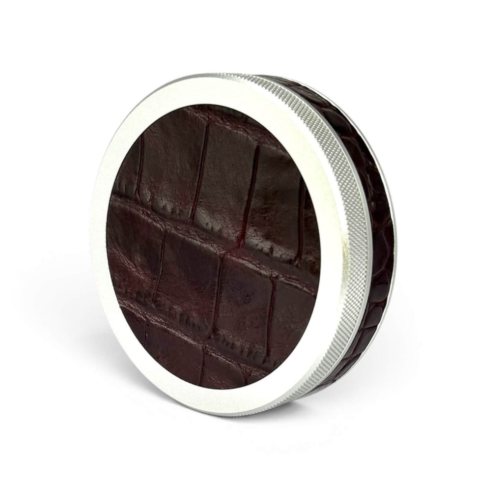 Silver on Maroon Embossed Croc Ruk Can Slim