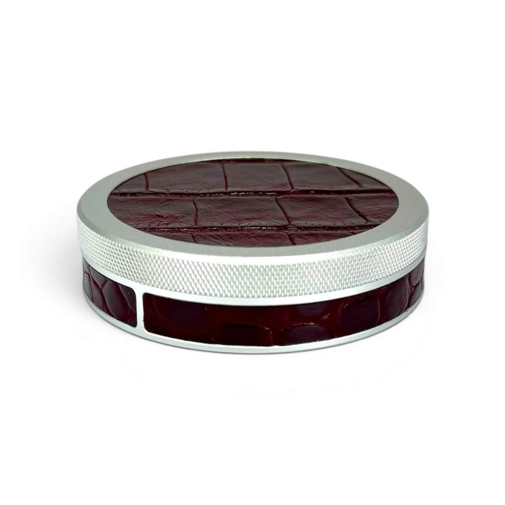 Silver on Maroon Embossed Croc Ruk Can Slim
