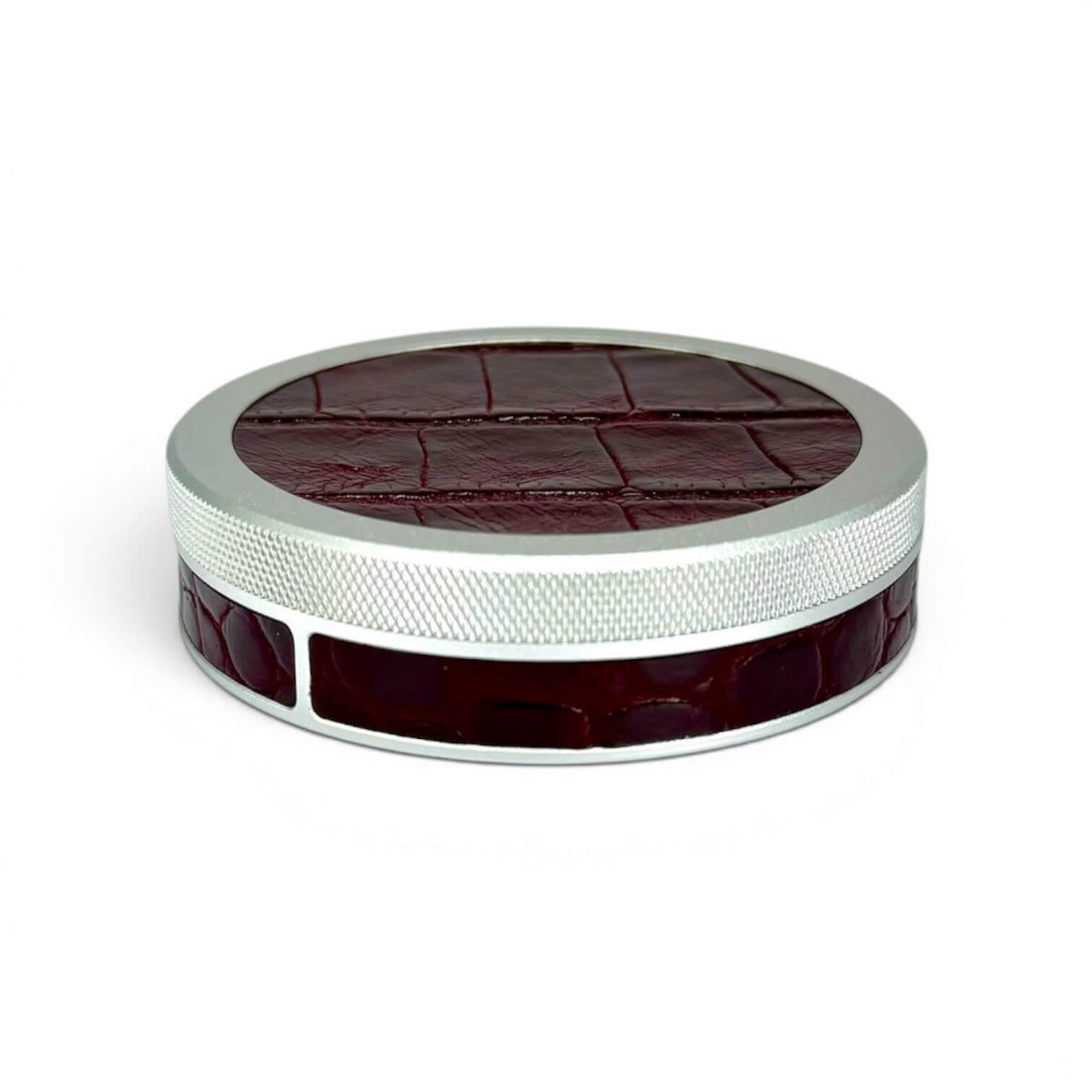 Silver on Maroon Embossed Croc Ruk Can Slim