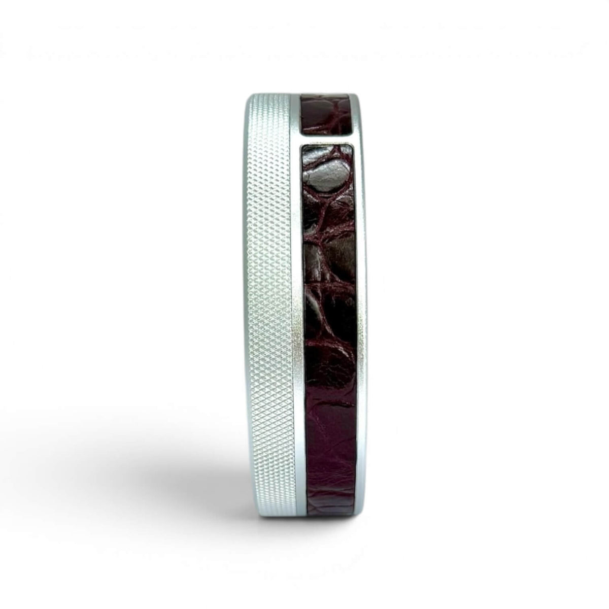 Silver on Maroon Embossed Croc Ruk Can Slim