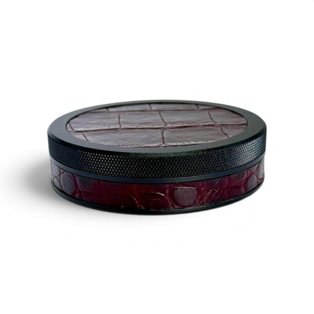 Black on Maroon Embossed Croc Ruk Can Slim