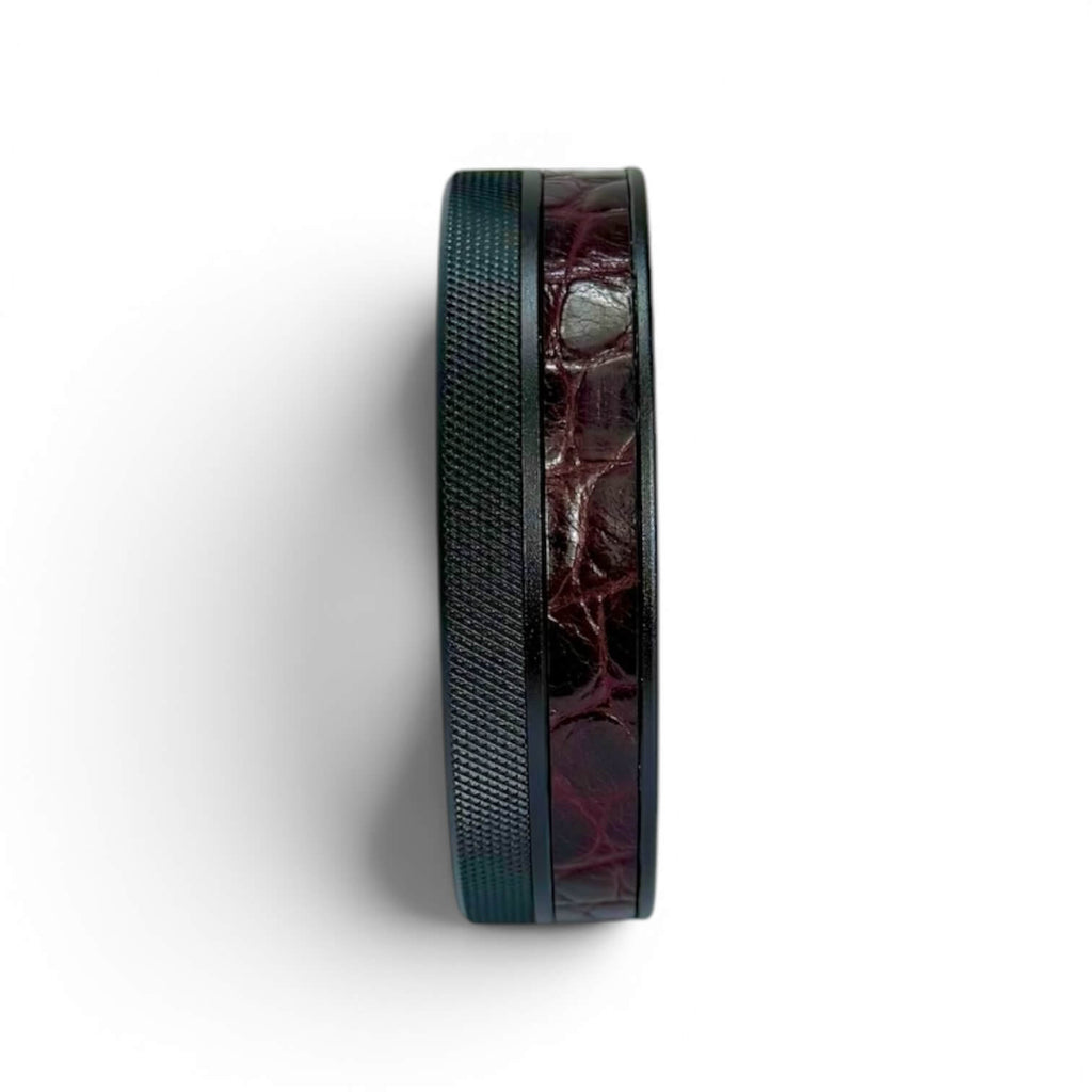 Black on Maroon Embossed Croc Ruk Can Slim
