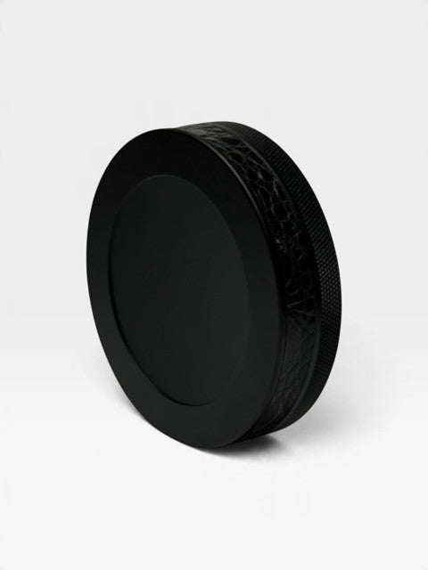 Black on Black Embossed Croc Leather Ruk Slim Can