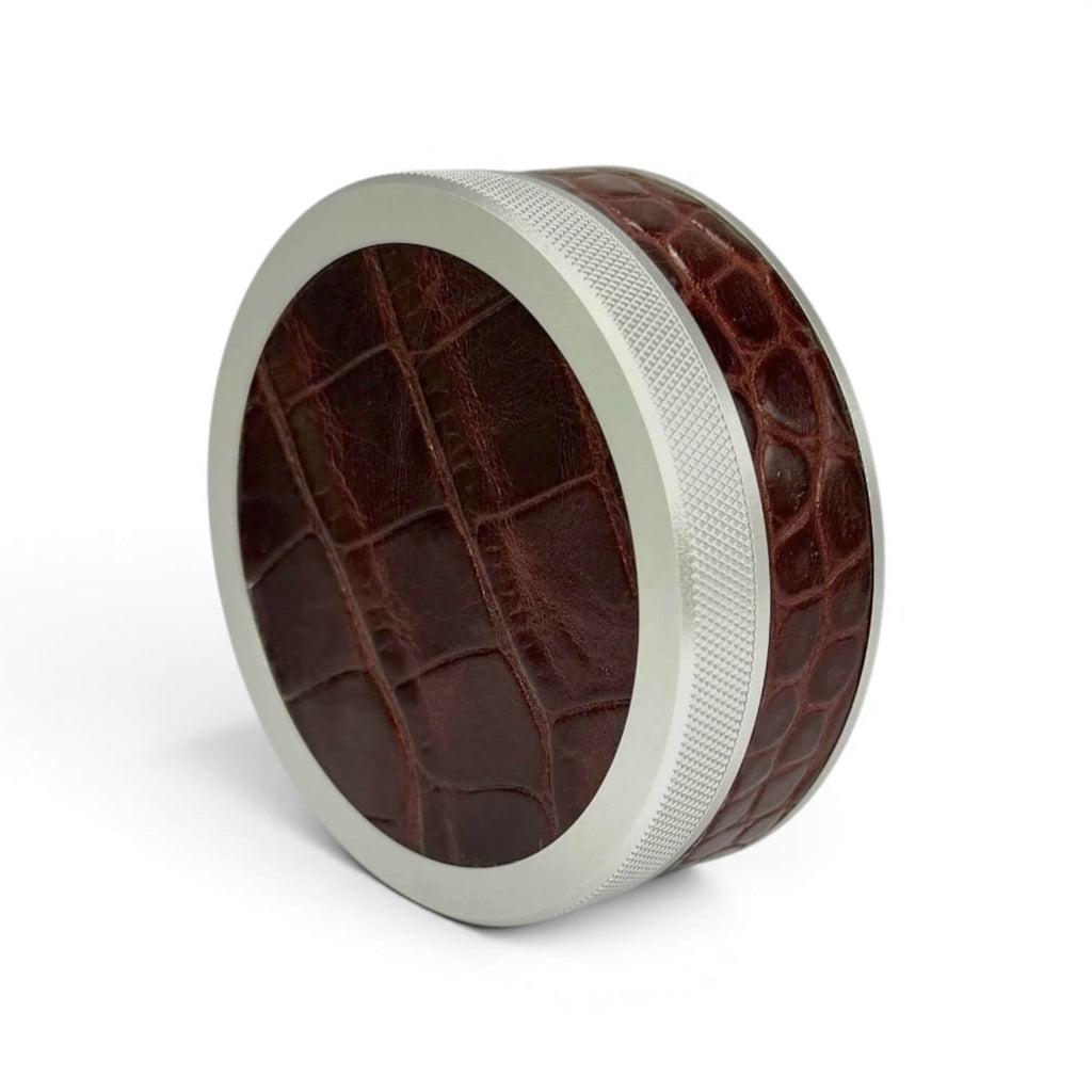 Silver on Chestnut Brown Embossed Croc