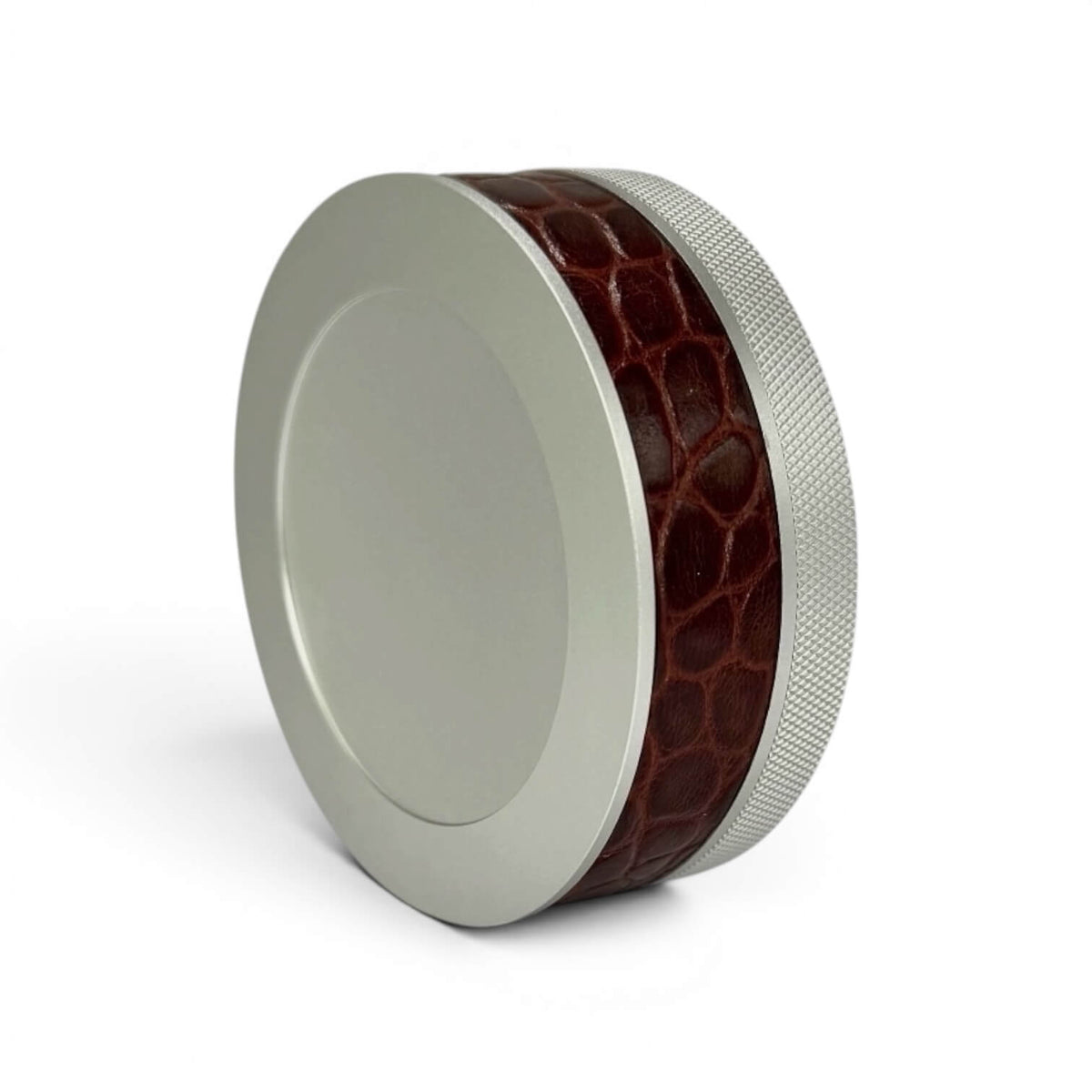 Silver on Chestnut Brown Embossed Croc