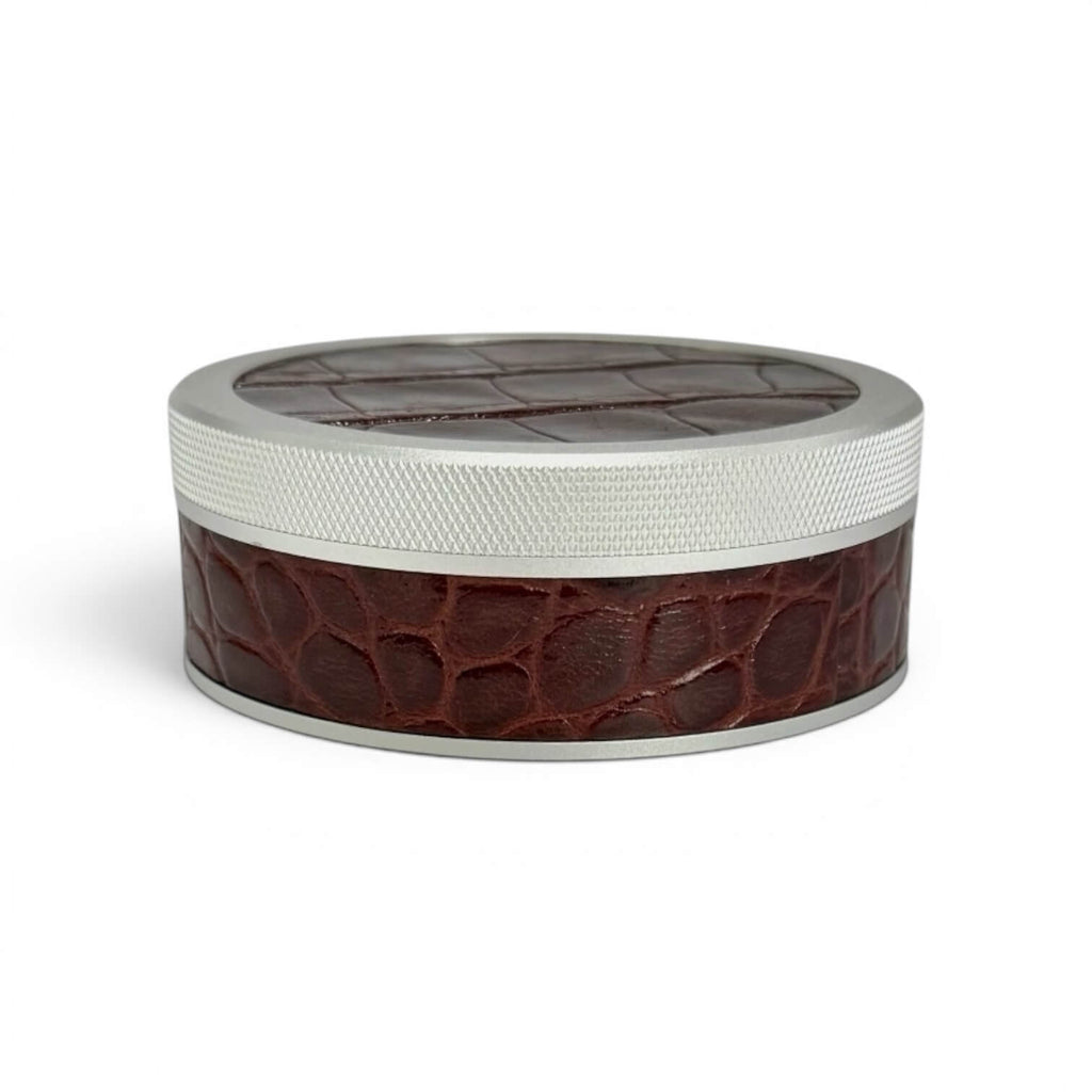 Silver on Chestnut Brown Embossed Croc