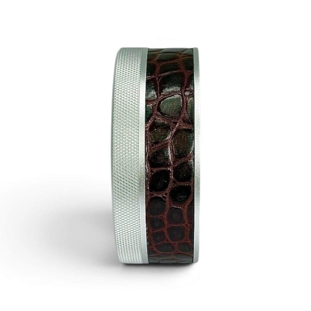 Silver on Chestnut Brown Embossed Croc