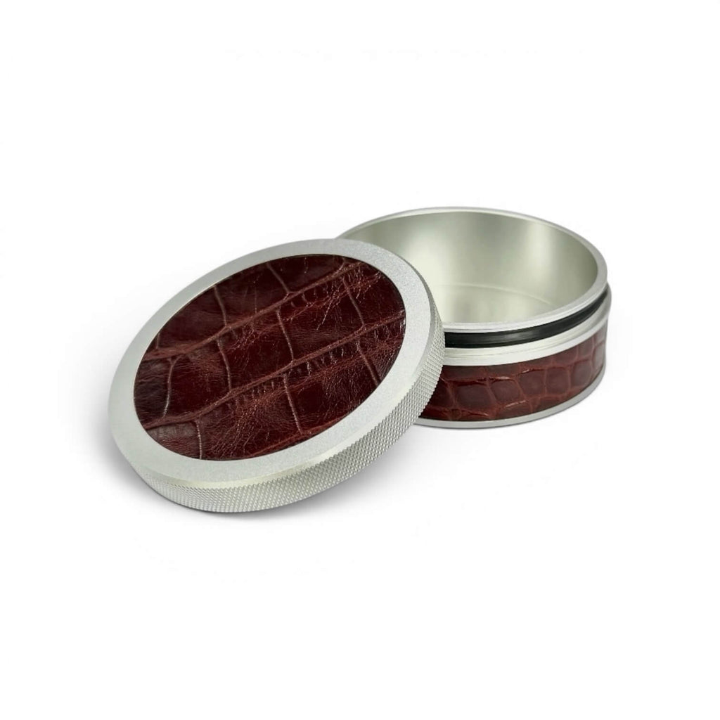 Silver on Chestnut Brown Embossed Croc
