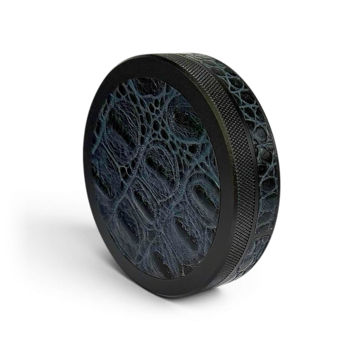 Black on Midnight Blue Embossed Croc Ruk Can Slim