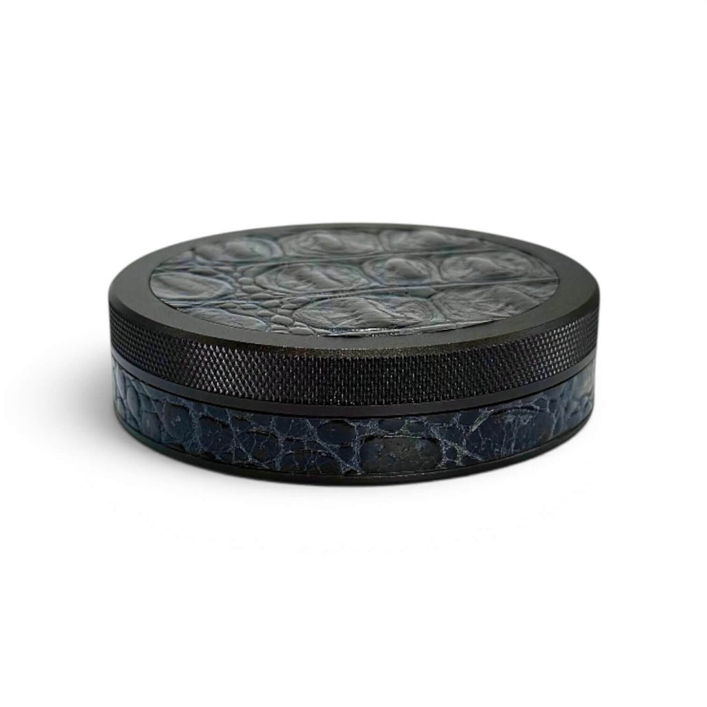 Black on Midnight Blue Embossed Croc Ruk Can Slim