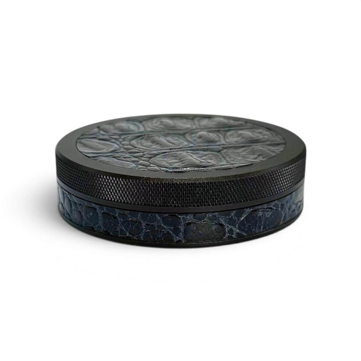 Black on Midnight Blue Embossed Croc Ruk Can Slim