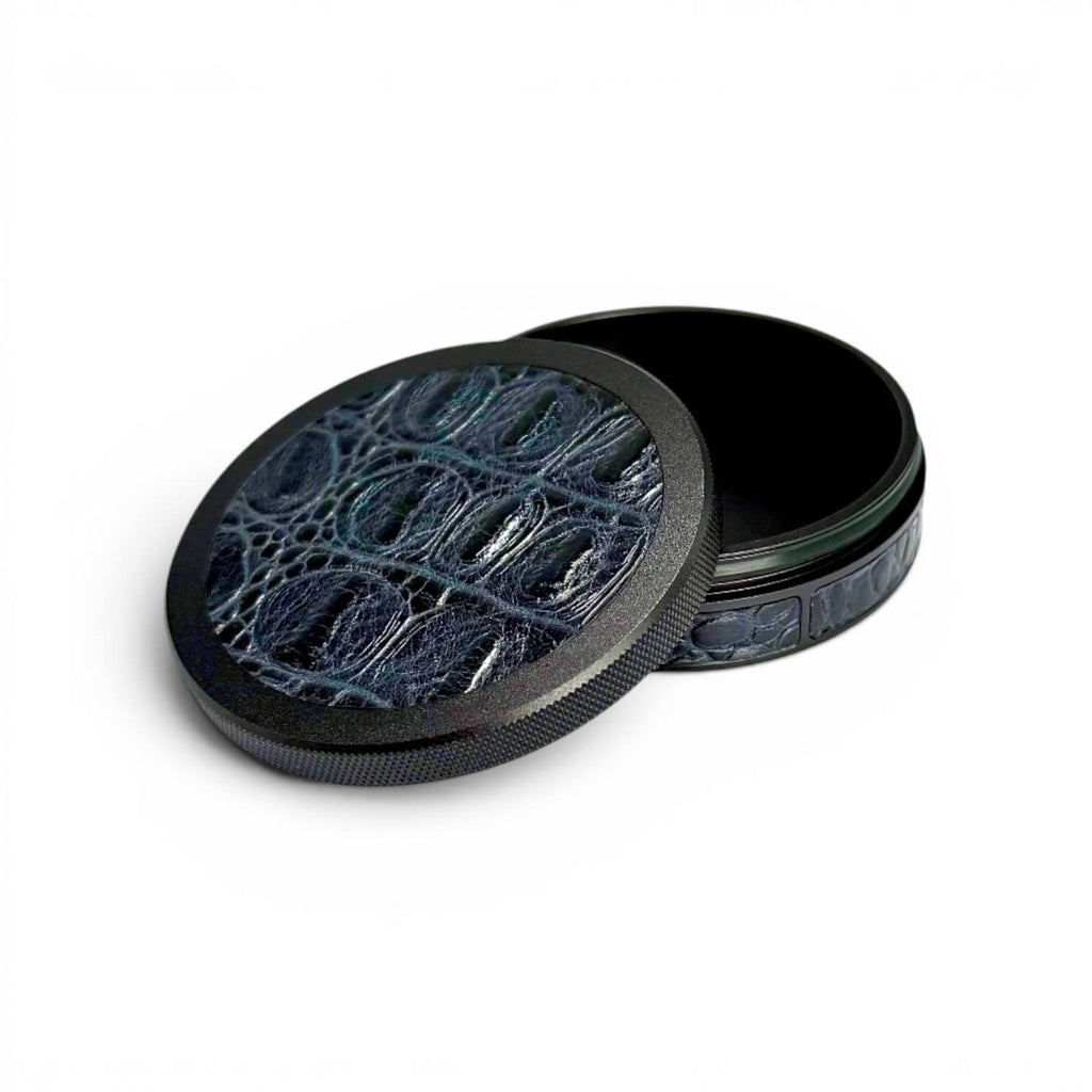 Black on Midnight Blue Embossed Croc Ruk Can Slim