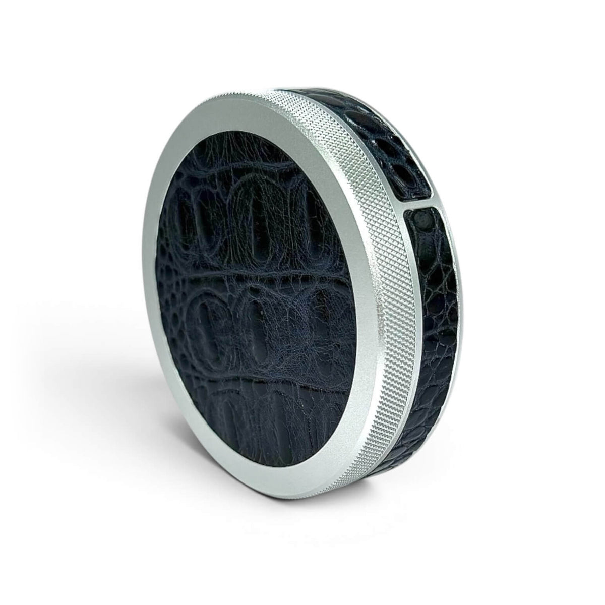 Silver on Midnight Blue Embossed Croc Ruk Can Slim