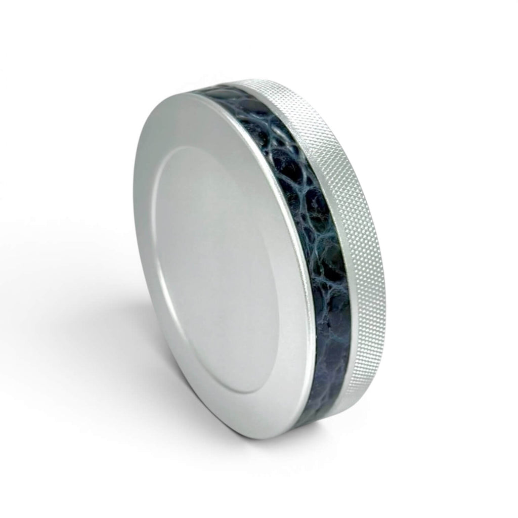 Silver on Midnight Blue Embossed Croc Ruk Can Slim