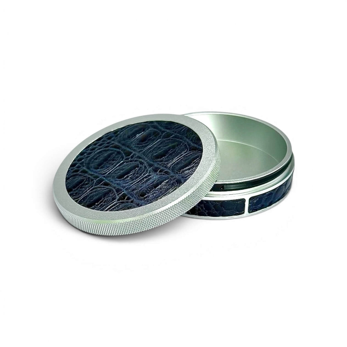 Silver on Midnight Blue Embossed Croc Ruk Can Slim