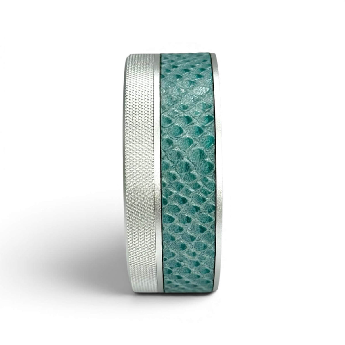 Silver on Blue Embossed Snake Leather Ruk Can