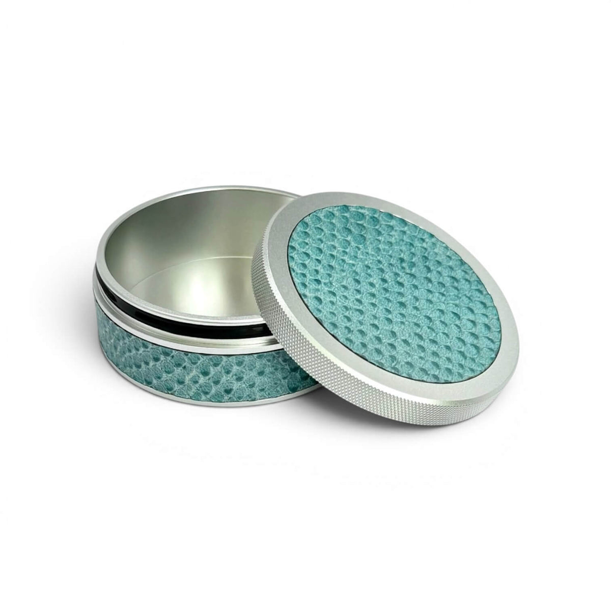 Silver on Blue Embossed Snake Leather Ruk Can