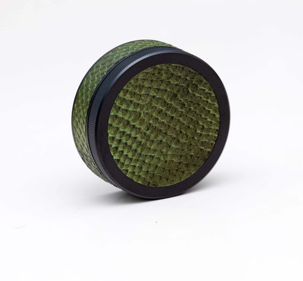 Black on Green Embossed Leather Snake Ruk Can