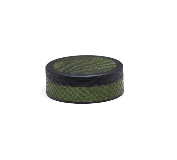 Black on Green Embossed Leather Snake Ruk Can