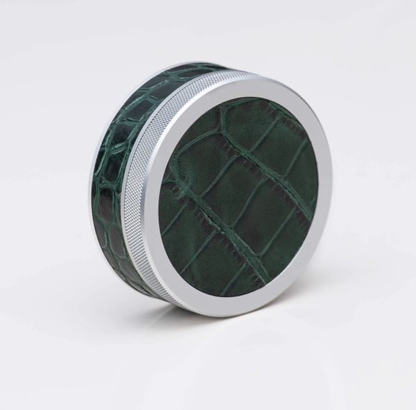Silver on Green Embossed Croc Leather Ruk Can