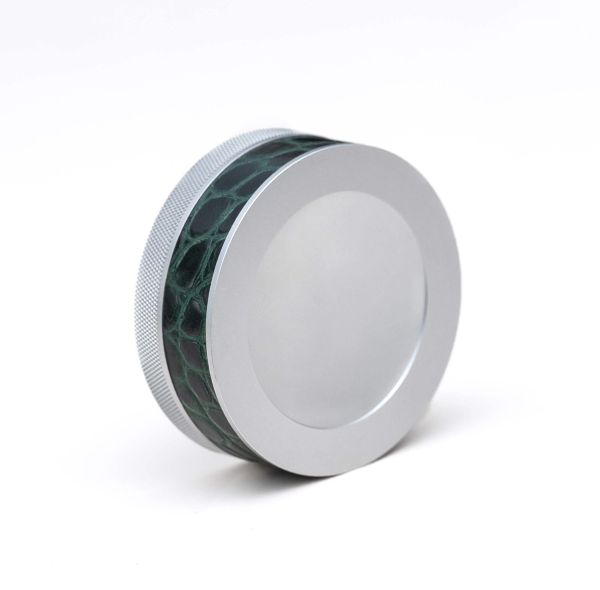 Silver on Green Embossed Croc Leather Ruk Can