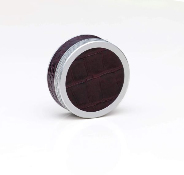 Silver Maroon Embossed Croc Leather Ruk Can